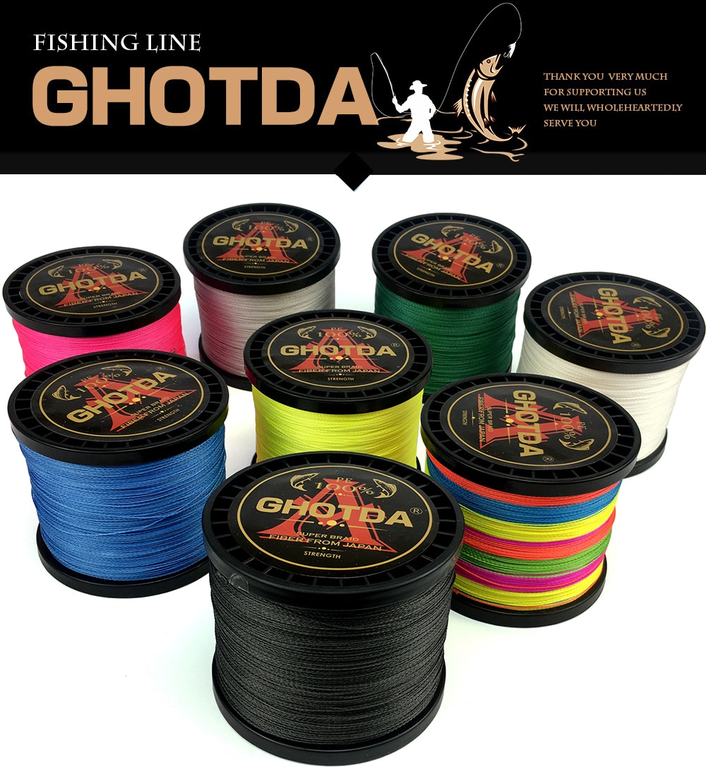 GHOTDA-Hilo de pescar trenzado, 300M, 500M, 1000M, 4 hebras, multifilamento, pesca de carpa, 10-120lb